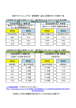 成田ブリティッシュブラス 練習場所 遠山公民館行きバス時刻一覧