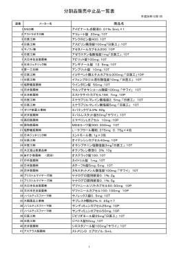 分割品販売中止品一覧表