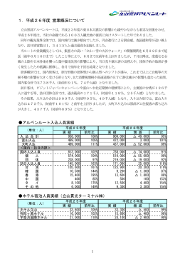 1．平成26年度 営業概況について