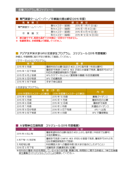 各種プログラム等スケジュール 専門演習タームペーパー／卒業論文提出
