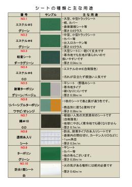 シ ー ト の 種 類 と 主 な 用 途