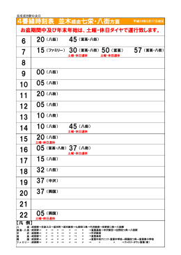 4番線時刻表 並木経由七栄・八街方面