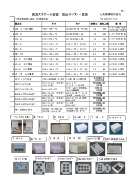 発泡スチロール容器 製品サイズ・一覧表