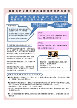 企 業 の 体 質 強 化 目 的 で 始 め た 勤 務 環 境 の 改 善