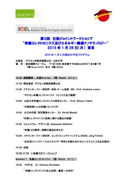 第3回 日独ジョイントワークショップ &ldquo;有機エレクトロニクス及びエネルギー