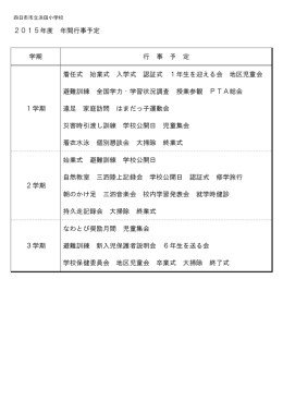 2015年度 年間行事予定 学期 行 事 予 定 1学期 着任式 始業式 入学式