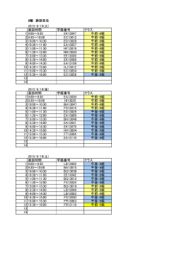 8組 岩田先生 2015/9/15(火) 面談時間 学籍番号 クラス 1 9:00～9:30