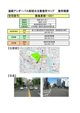 【位置図】 【写真】 管理番号 徳島東部ー001 道路アンダーパス