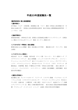 平成23年度就職先一覧