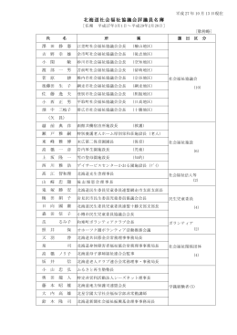 北海道社会福祉協議会評議員名簿