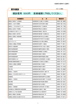 健診費用 500円 医療機関に予約してください。