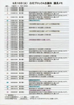 9月16日（火）白石ブロックA合議体 議長メモ
