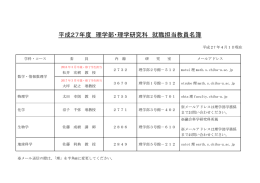 平成27年度 理学部・理学研究科 就職担当教員名簿