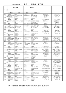 7月の献立表