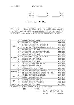 ディベートテーマ一覧表