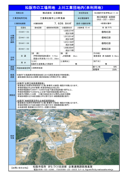 松阪市の工場用地 上川工業団地内（未利用地）