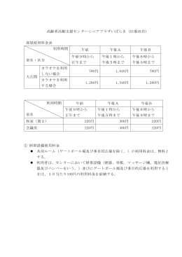 高齢者活動支援センターシニアプラザいばらき（旧桑田荘） 部屋使用料金
