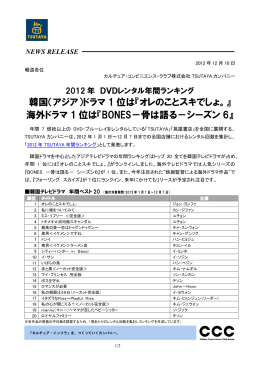 2012年 DVDレンタル年間ランキング 韓国（アジア）ドラマ