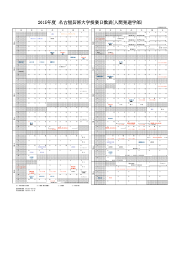 2015年度 名古屋芸術大学授業日数表(人間発達学部)