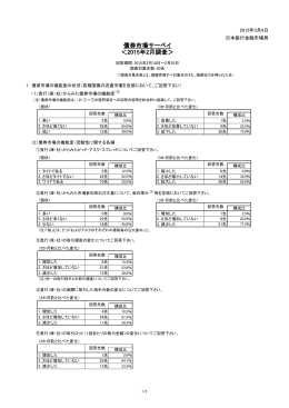 債券市場サーベイ ＜2015年2月調査＞