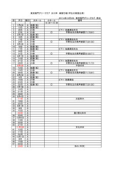 東京稲門グリークラブ 2015年 練習日程（学生の家提出用） 2014