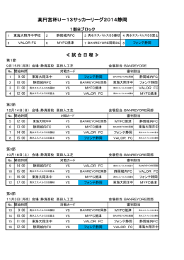 2014年U-13リーグ戦日程