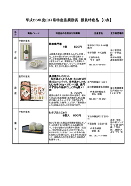 平成26年度山口県特産品奨励賞 授賞特産品 【3点】