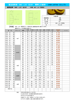 製品価格表 SMC LUO GEAR 標準LUO歯車 SNM・JAPAN CO.,LTD.