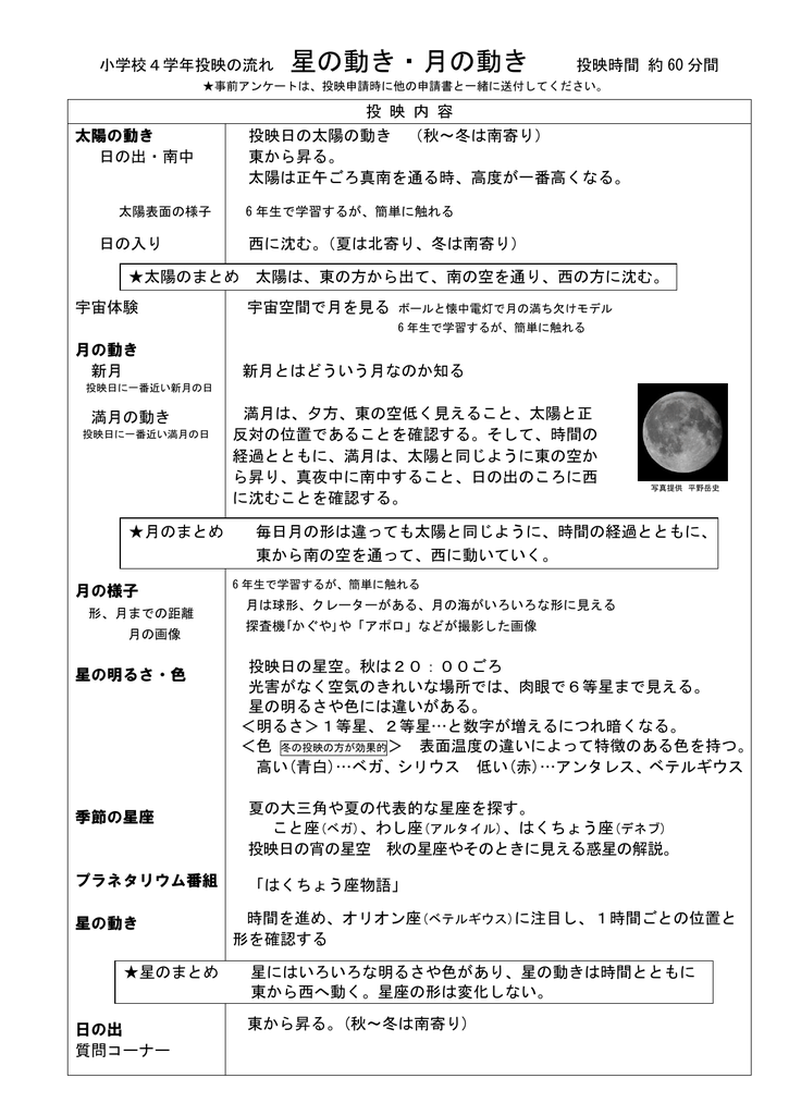 小学校4年星と月の動き