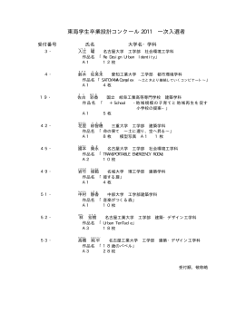 東海学生卒業設計コンクール 2011 一次入選者