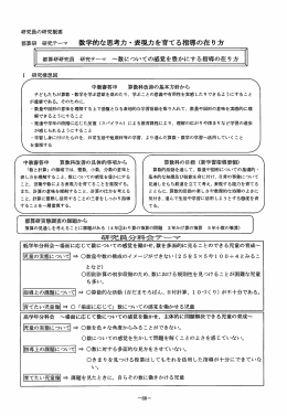 都算研 研究テーマ 数学的な思考力 ・表現力を育てる指導の在り方