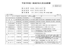 平成19年度一般会計収入支出決算書