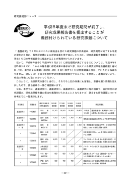 研究推進部ニュース