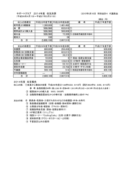 サポートクラブ 2014年度 収支決算 （2015年6月16日 特