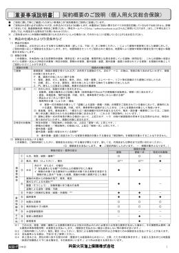 契約概要のご説明（個人用火災総合保険） 重要事項説明書