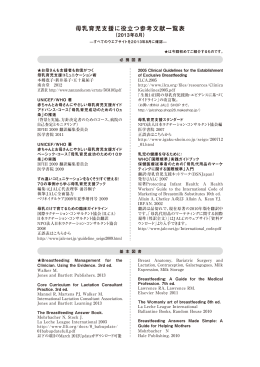 母乳育児支援 役立 参考文献一覧表 - NPO法人日本ラクテーション