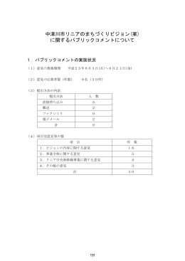 中津川市リニアのまちづくりビジョン(案) に関するパブリックコメントについて