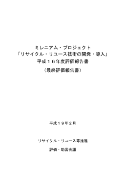 ミレニアム・プロジェクト 「リサイクル・リユース技術の開発・導入」 平成16
