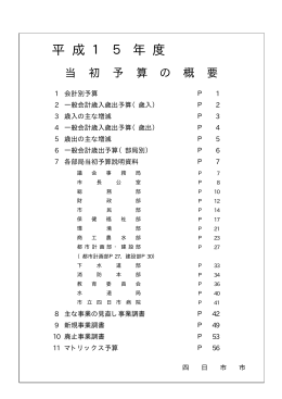 平成15年度 当初予算の概要