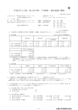 平成23年3月期 第2四半期 (中間期) 個別業績の概要