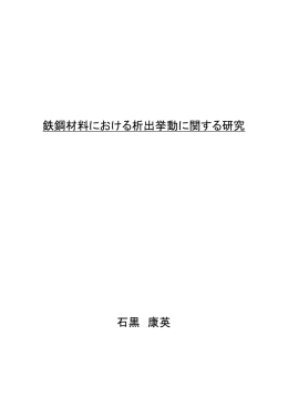 鉄鋼材料における析出挙動に関する研究 石黒 康英
