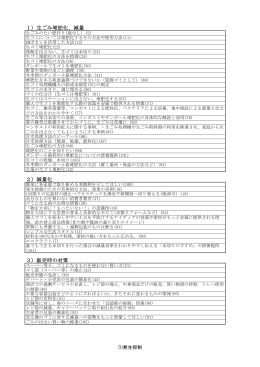 1）生ごみ堆肥化、減量 2）減量化 3）販売時の対策