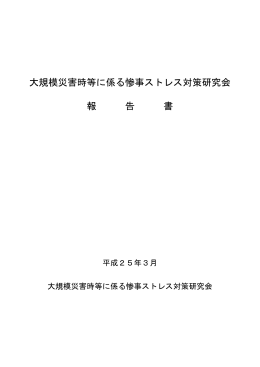 大規模災害時等に係る惨事ストレス対策研究会報告書