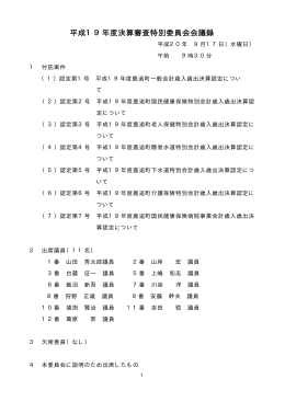 平成19年度決算審査特別委員会会議録 9月17日
