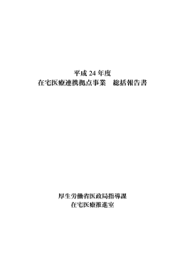 平成 24 年度 在宅医療連携拠点事業 総括報告書