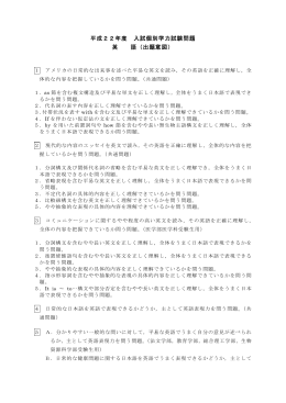 平成22年度 入試個別学力試験問題 英 語（出題意図）
