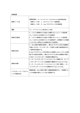 （研修コース名）：A Java テクノロジー基礎研修
