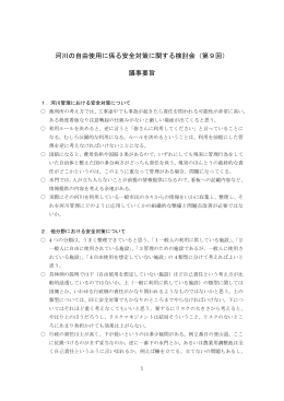河川の自由使用に係る安全対策に関する検討会（第9回） 議事要旨