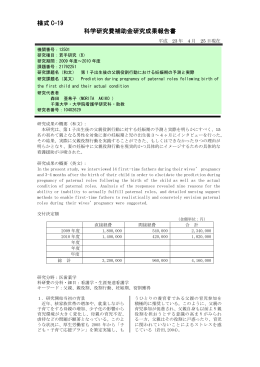 様式 C-19 科学研究費補助金研究成果報告書 - KAKEN