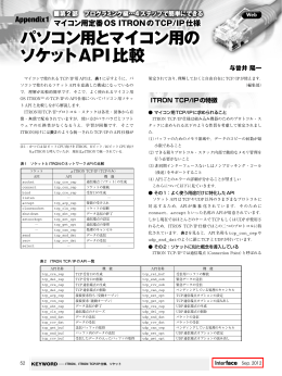 パソコン用とマイコン用の ソケットAPI比較